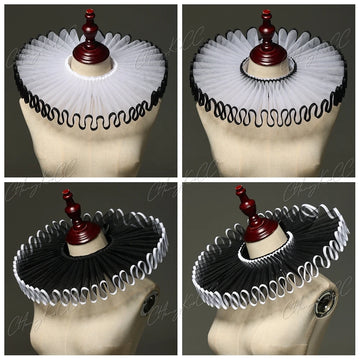 Vintage Renaissance Pleated Mesh Neck Ruff Gothic Clown Collar Choker Costume Accessory