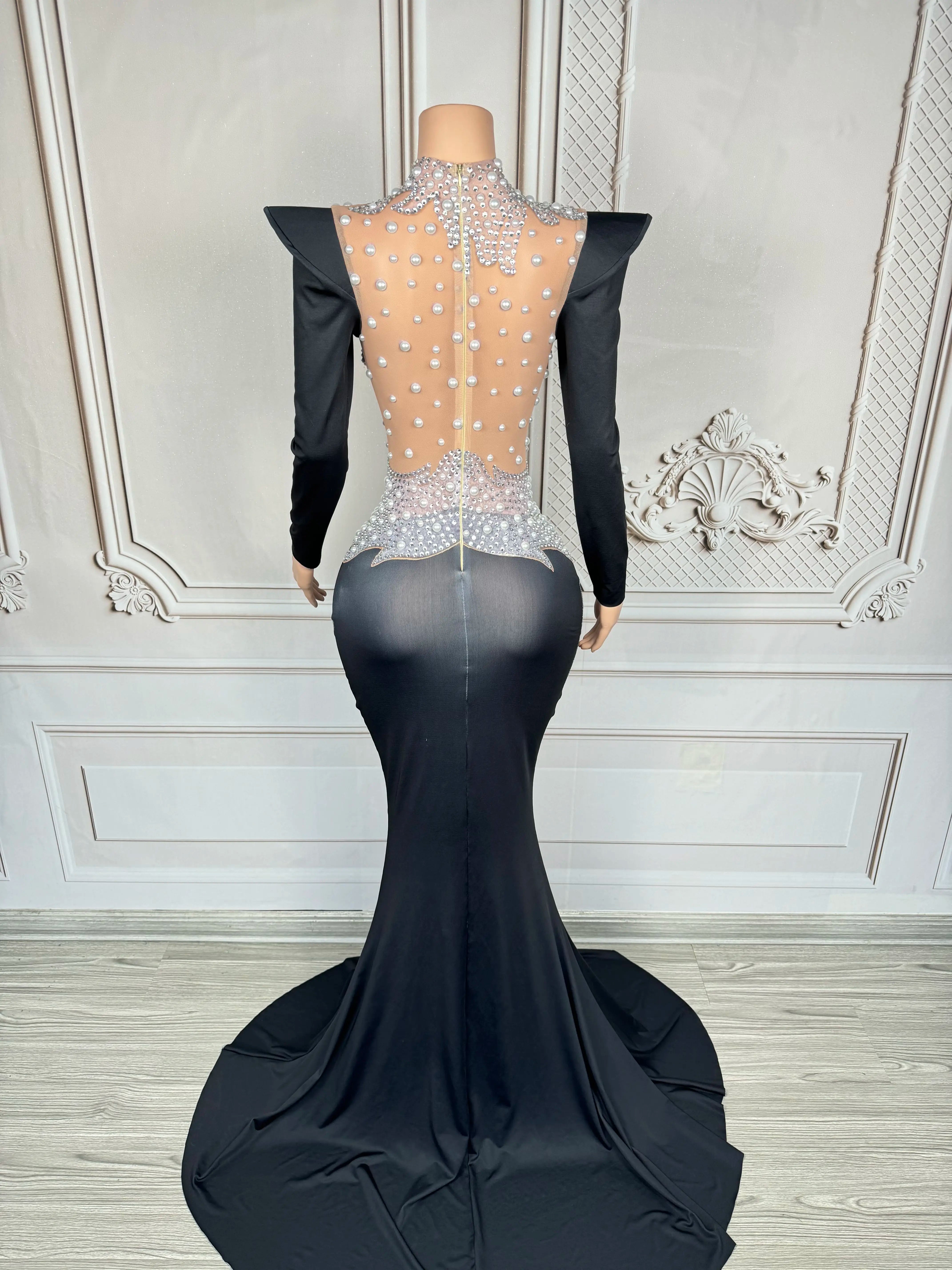 Rhinestone Floral Embroidered Mermaid Gala Gown & Trailing Evening Dress