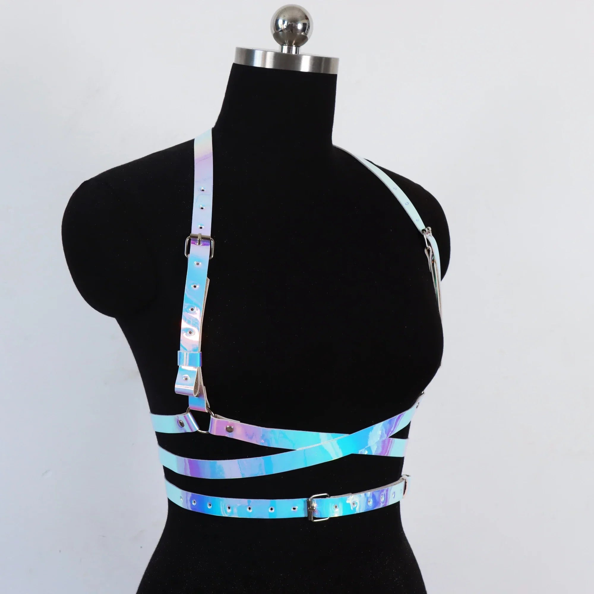 Faux Leather Harness Belt Chain
