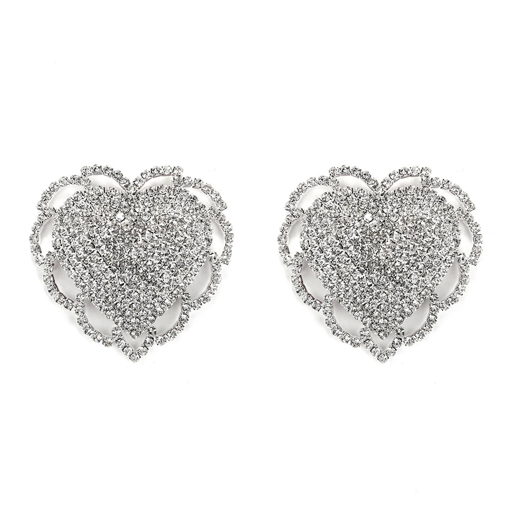 Sparkly Rhinestone Geometric Reusable Nipple Pasties Self-Adhesive Breast Covers
