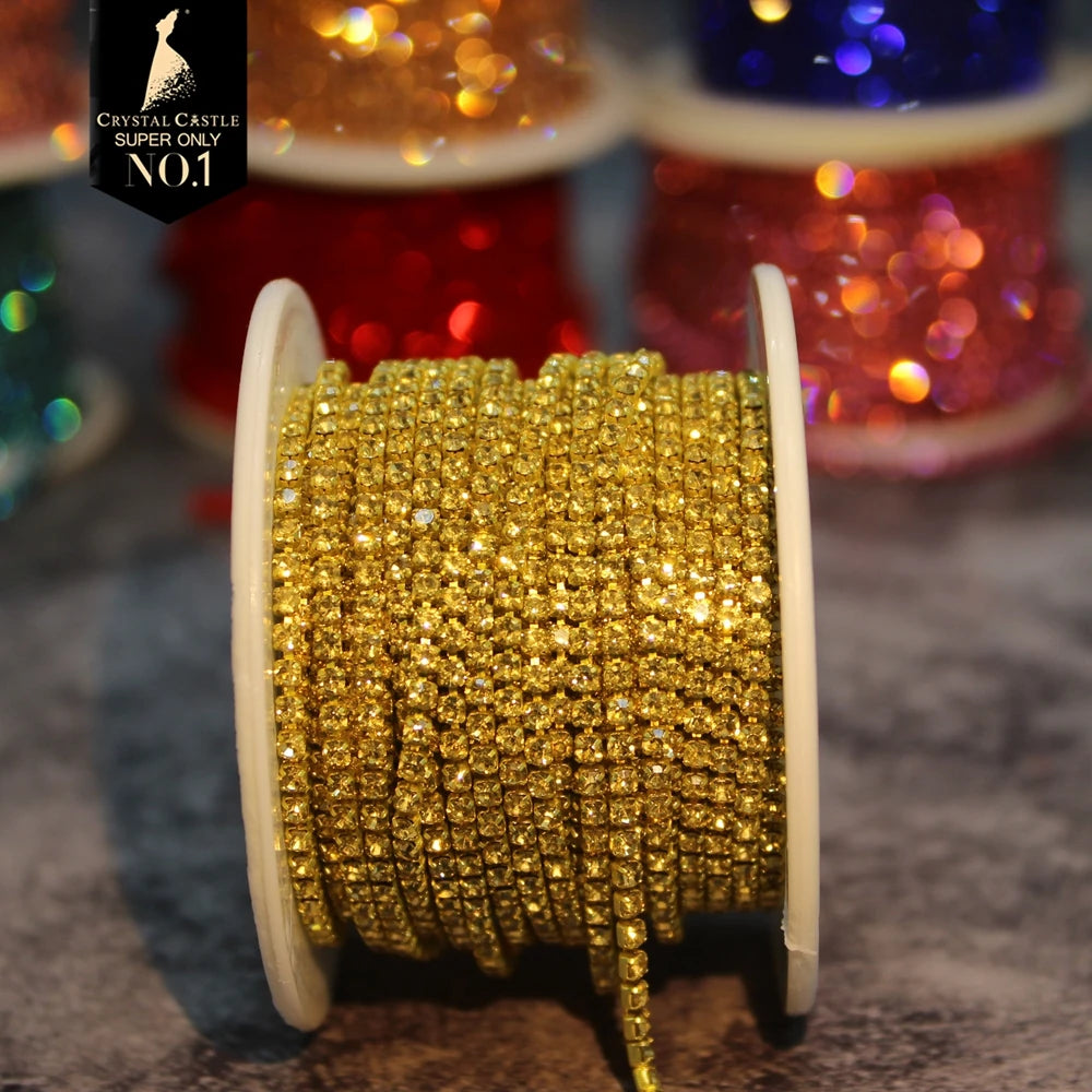 The Stardust Spectrum Stream – Premium Color-Matched Glass Crystal Rhinestone Cup Chain Trim