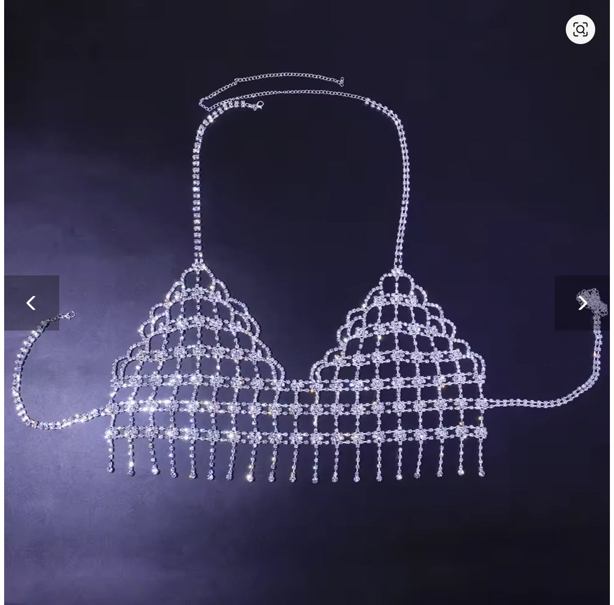 Openwork Teardrop Crystal Bra Body Chain