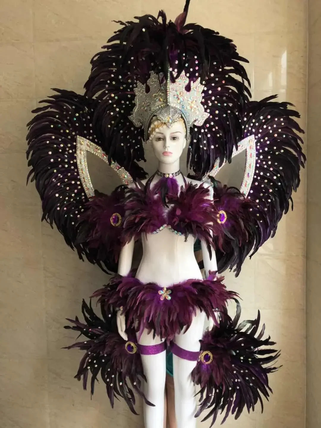 Jewel-Toned Feathered Wings and Headdress Set