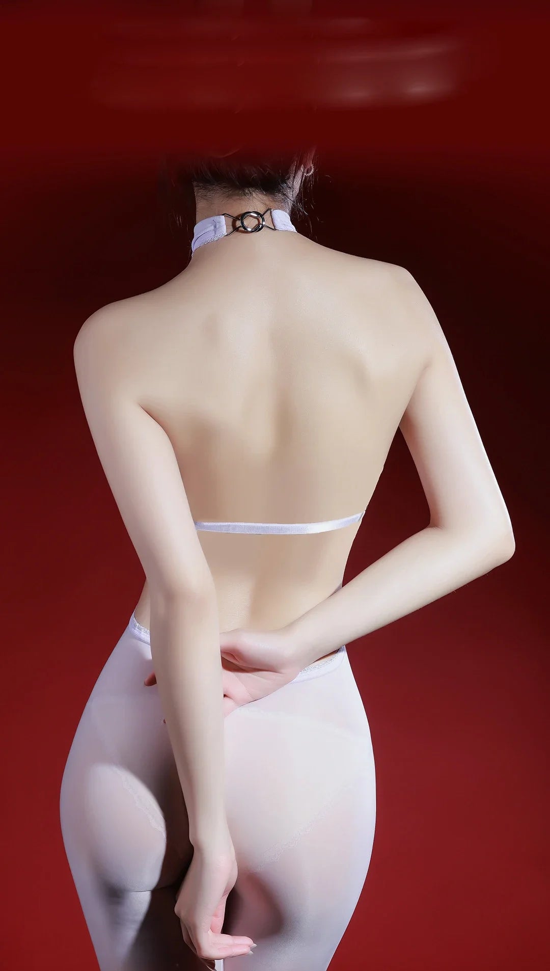 5D 912 PIN Backless Halter Bodysuit Women Backless Jumpsuit Oil Shiny Glossy Elastic Yoga Shaping  Tights Maid Party Leotard