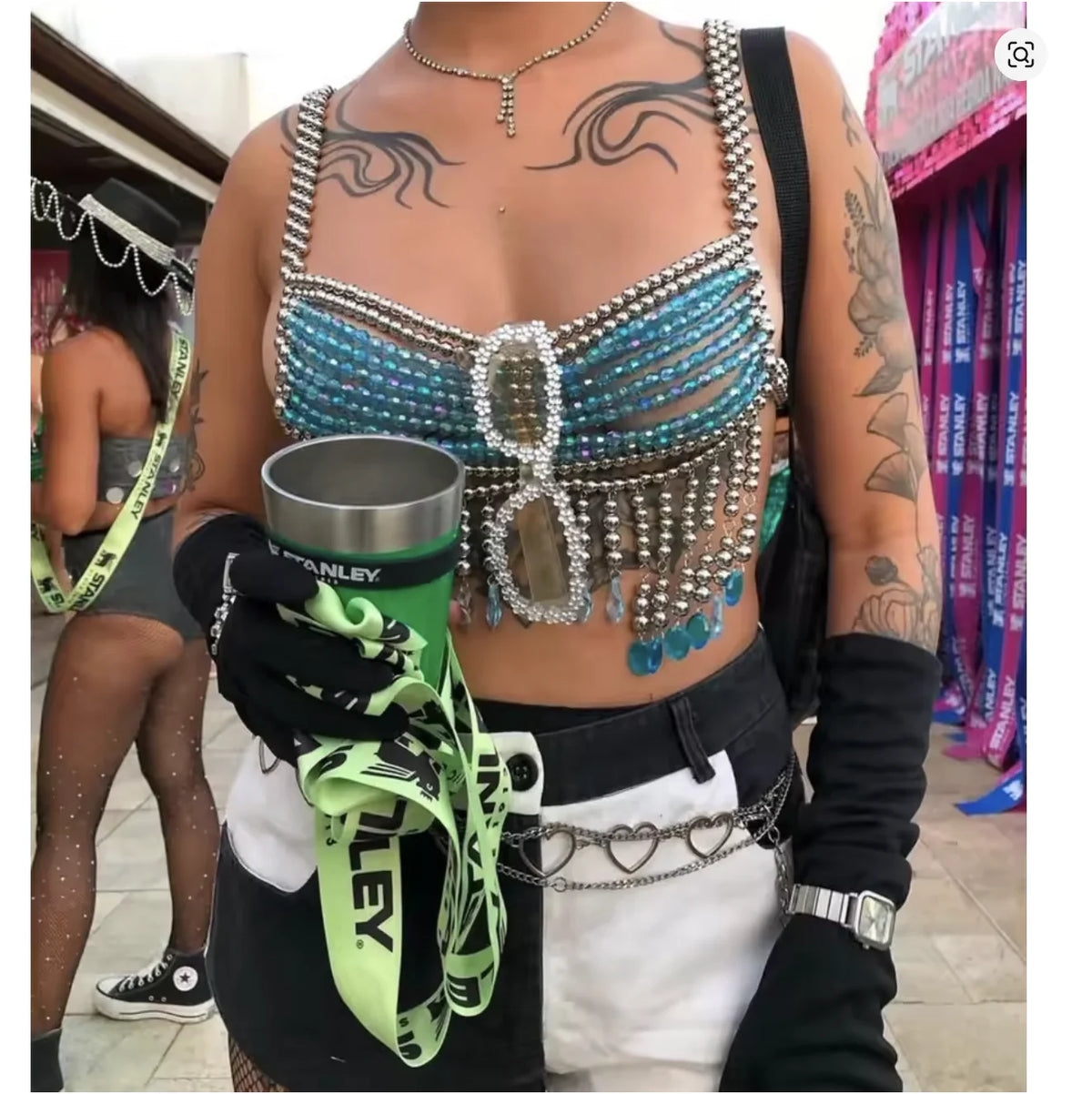 Multilayer Beaded Tassel Bra Body Chain