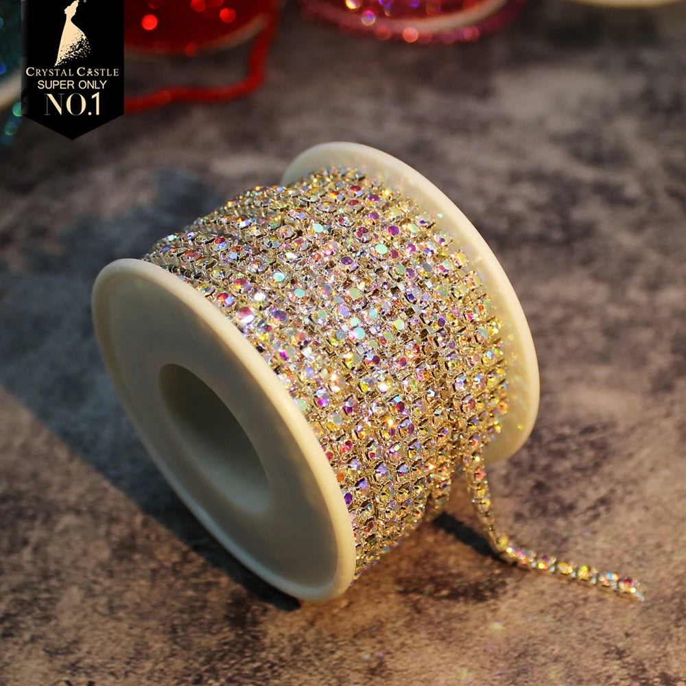 The Stardust Spectrum Stream – Premium Color-Matched Glass Crystal Rhinestone Cup Chain Trim