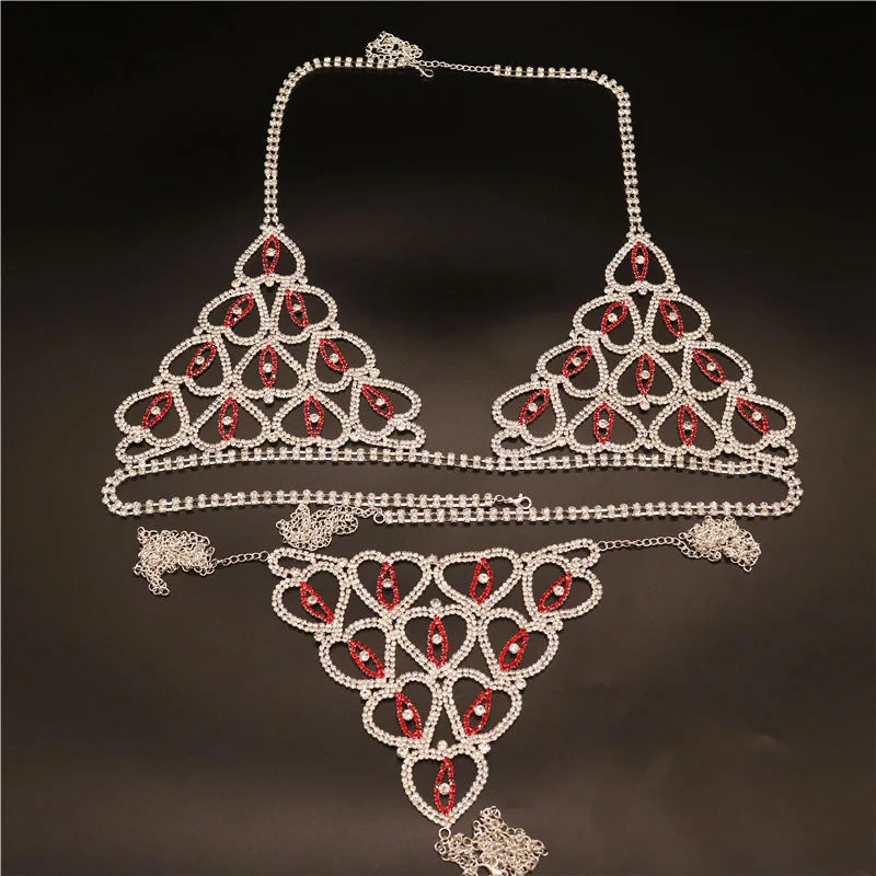 Rhinestone Bra & Brief Costume Body Jewelry