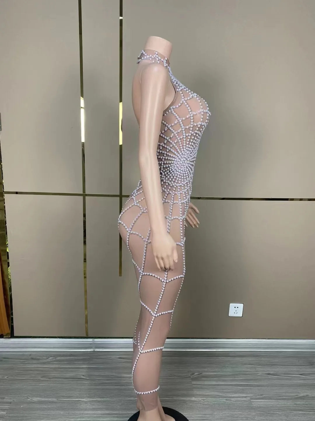 Women's Sheer Mesh See-Through Tight Stage Costume | Jumpsuit & Dress for Club, Festival & Party