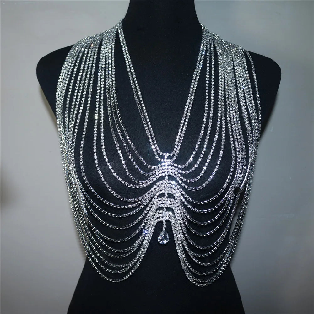Layered Rhinestone Bra & Thong Body Chain