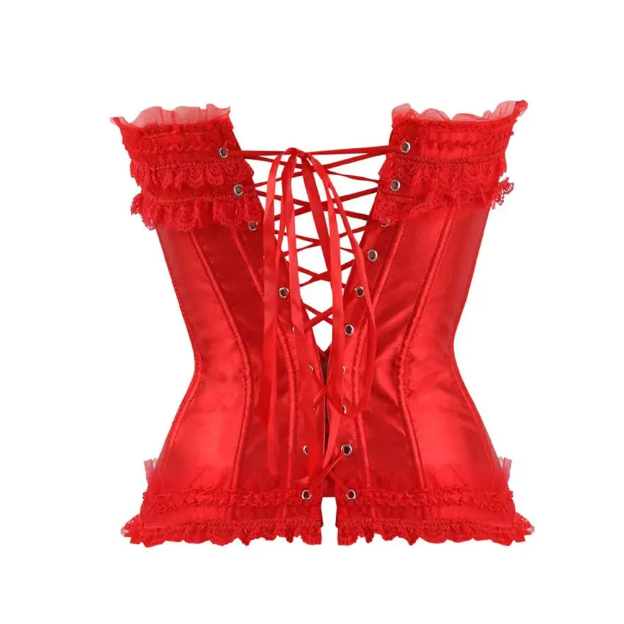 Lace Overlay Boned Overbust Corset Bustier Top Plus Size Body Shaper