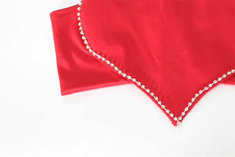 Scarlet Sweetheart Crop Camisole Sculpted Red Bustier Party Bralette Top