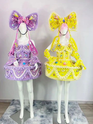 Sweet Bow Cake Dress & Parade Performance Costume Set