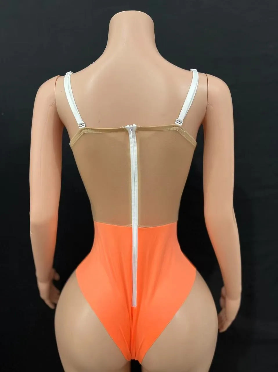 Multi-Colored Triangle Halter Bodysuit & Stage Performance Dancewear