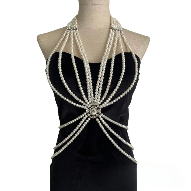 Pearl-Look Beaded Bra Body Chain