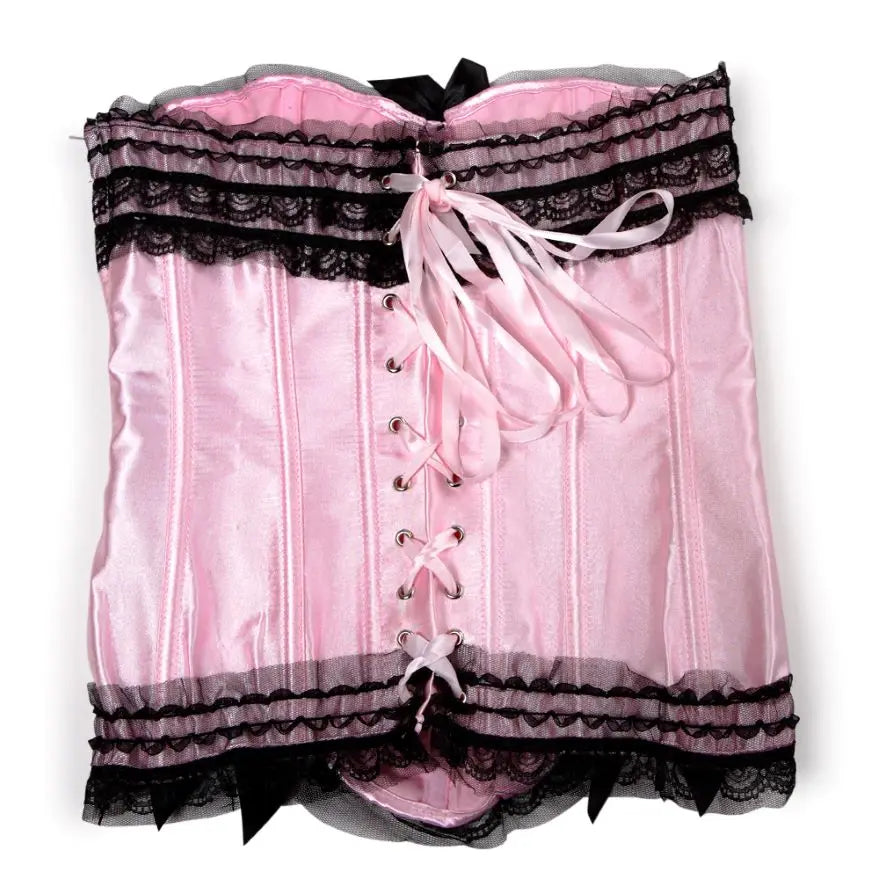 Lace Overlay Boned Overbust Corset Bustier Top Plus Size Body Shaper