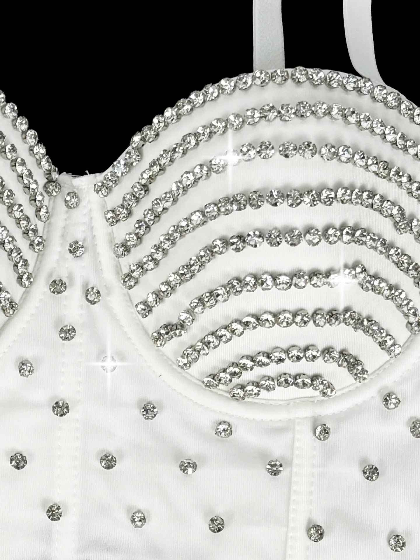 The Stardust Prism Siren – Embroidered Diamond Bustier Corset Crop Top