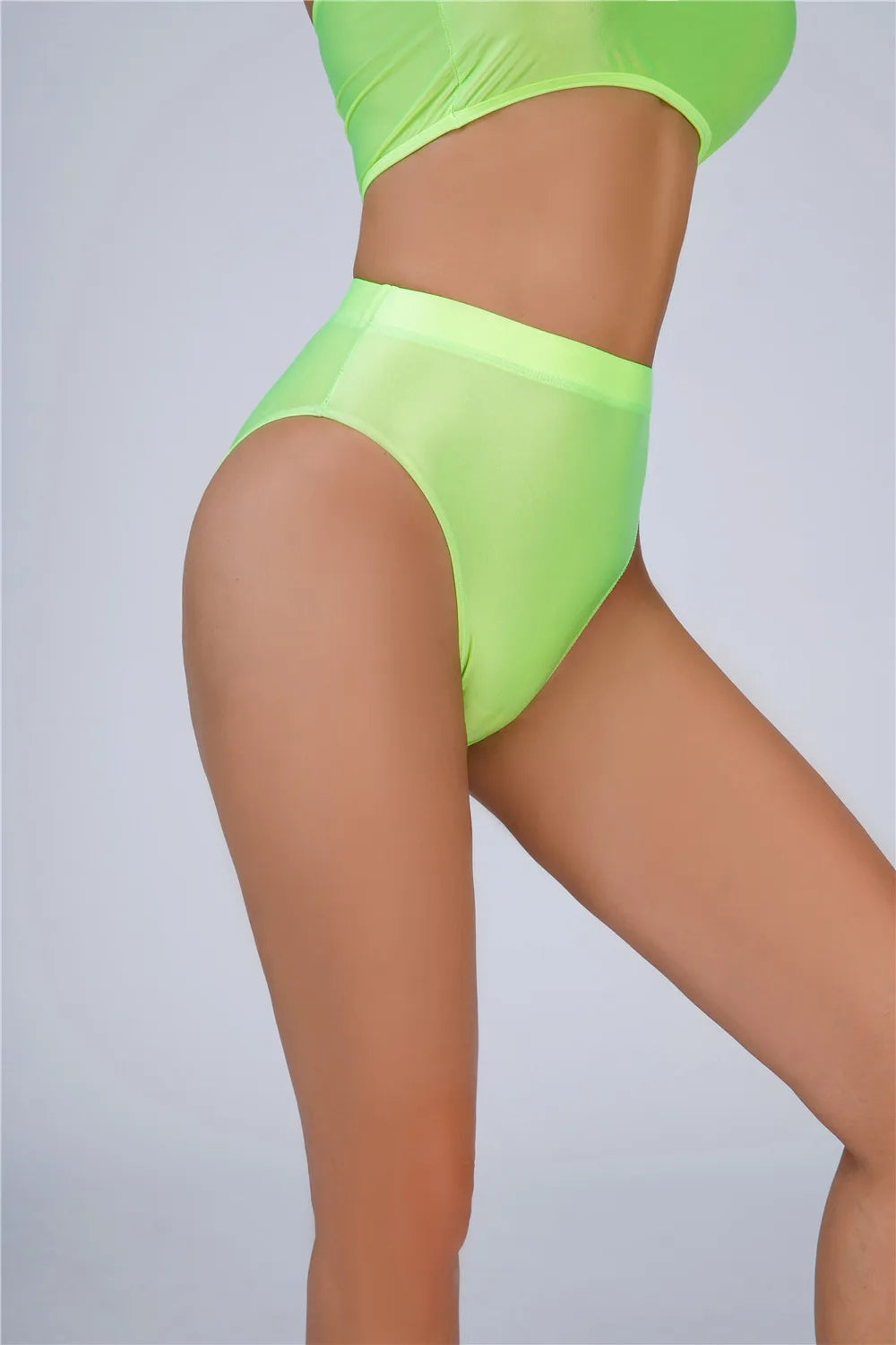 High-Waist Oil Glossy Sheer G-String Thong Satin Smooth Seamless Briefs