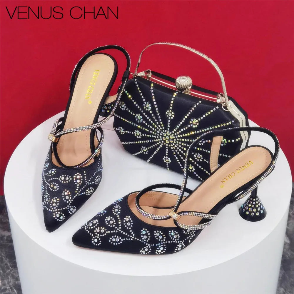 Italian Elegant Pumps with Shoes and Bag Matching Set