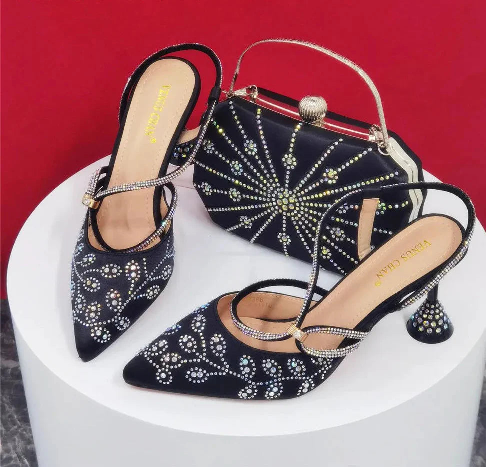 Italian Design Elegant Pumps with Shoes and Bags Matching Set