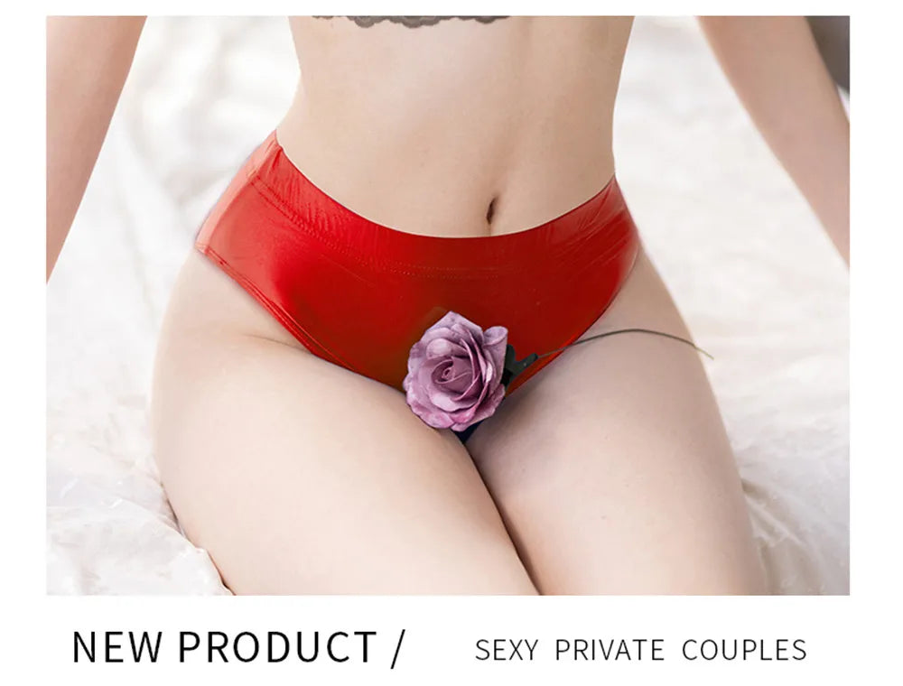 Sexy Smooth Shiny High Waist G-string Sheer See Through Brief Candy Color Elastic T-Back Oil Thong UnderWear Erotic Lingerie