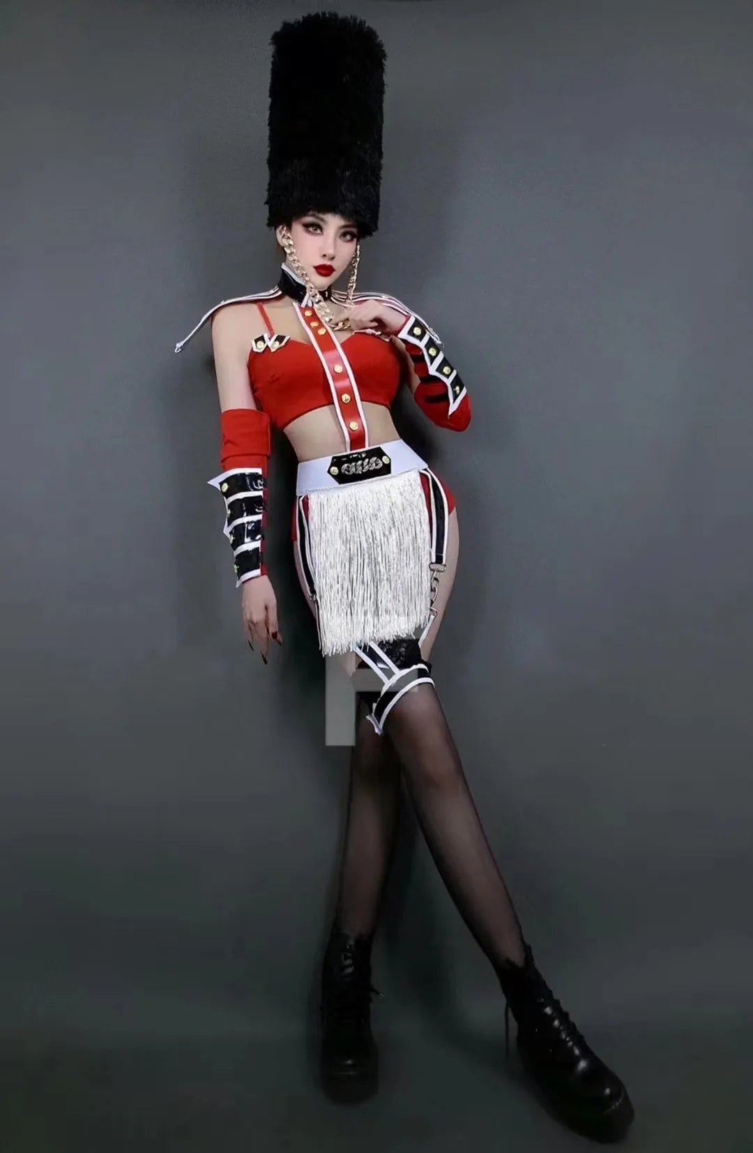Bar Nightclub DJ DS Gogo Dance Costume Women Dancer Team Stage Party Rave Outfits Military Style Performance Drag Queen Costume