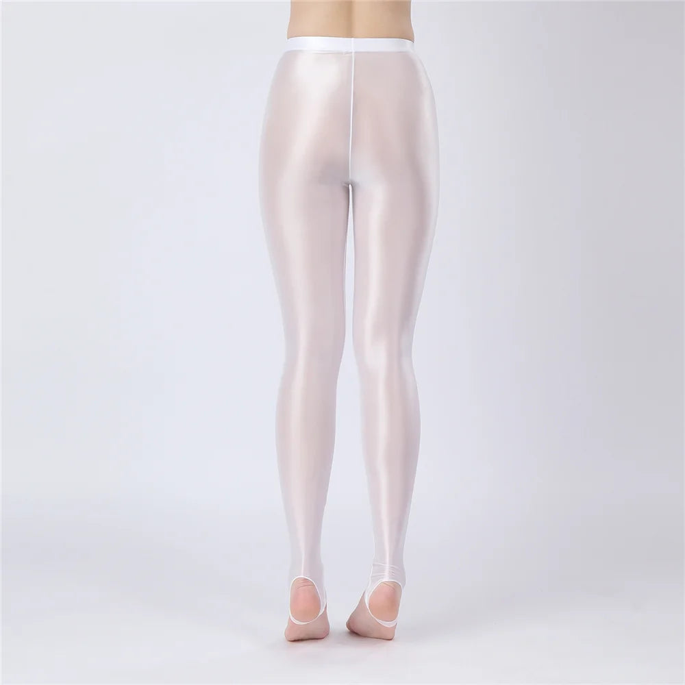 Thin Sheer Oil Glossy High-Stretch Pencil Pants Candy Color Yoga Leggings