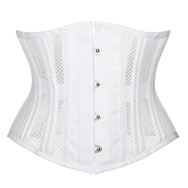 Steel Boned Mesh Short Torso Waspie Corset & Breathable Waist Cincher
