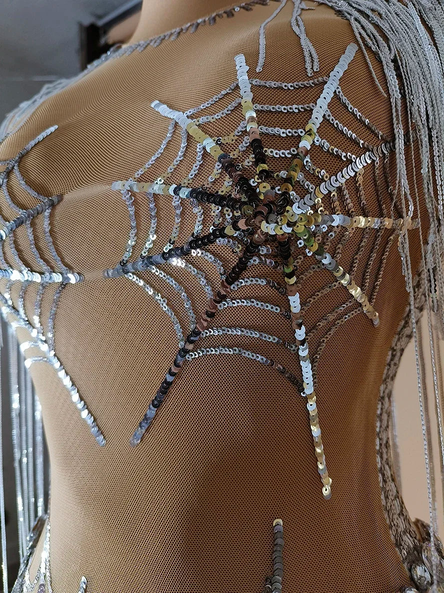Sequin Tassel Showgirl Performance Bodysuit