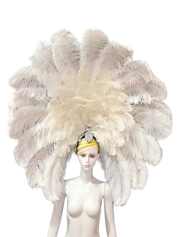 The Stardust Dionysia – Elegant Faux Fur & Rhinestone Samba Carnival Headdress
