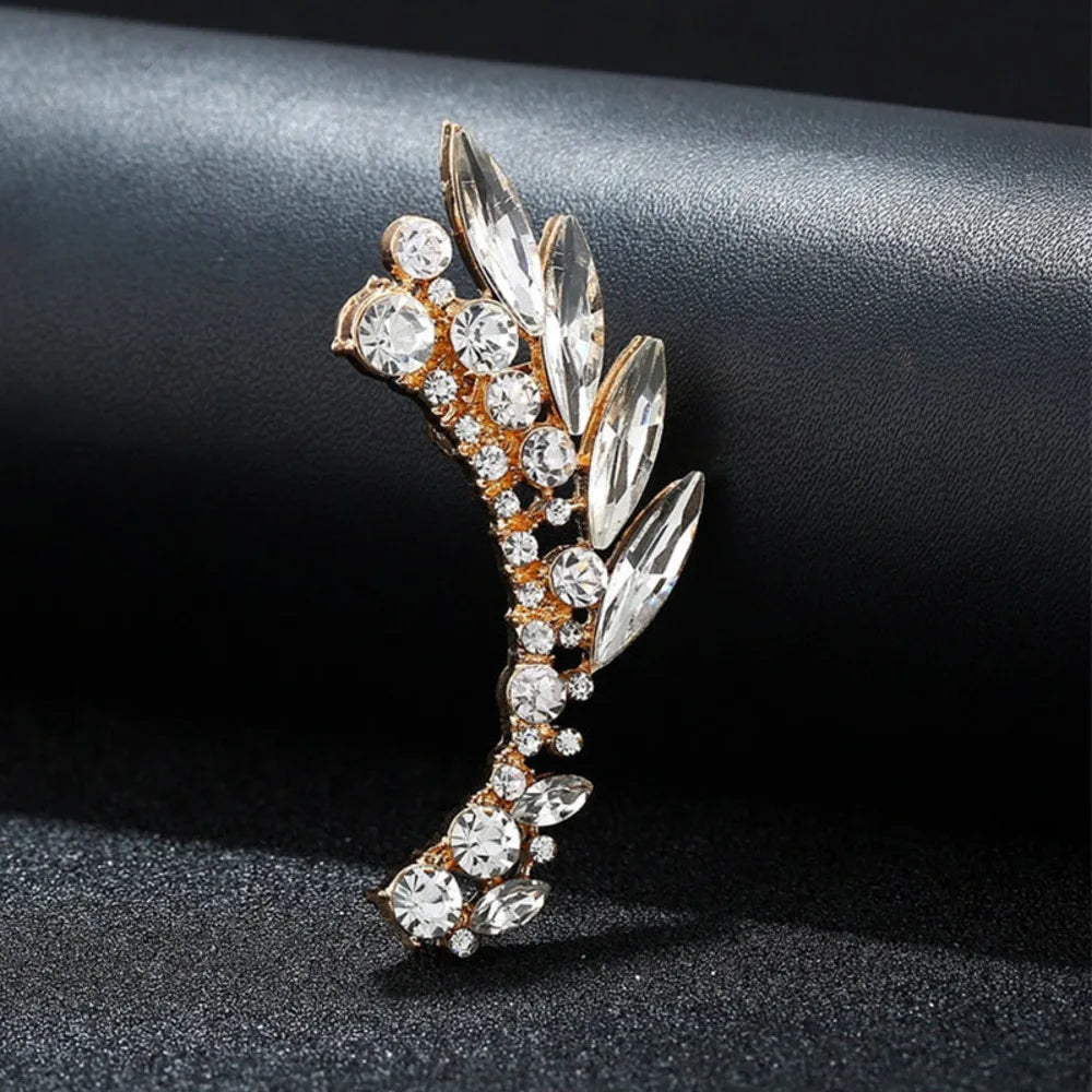 Crystal Leaf Clip-On Ear Cuff