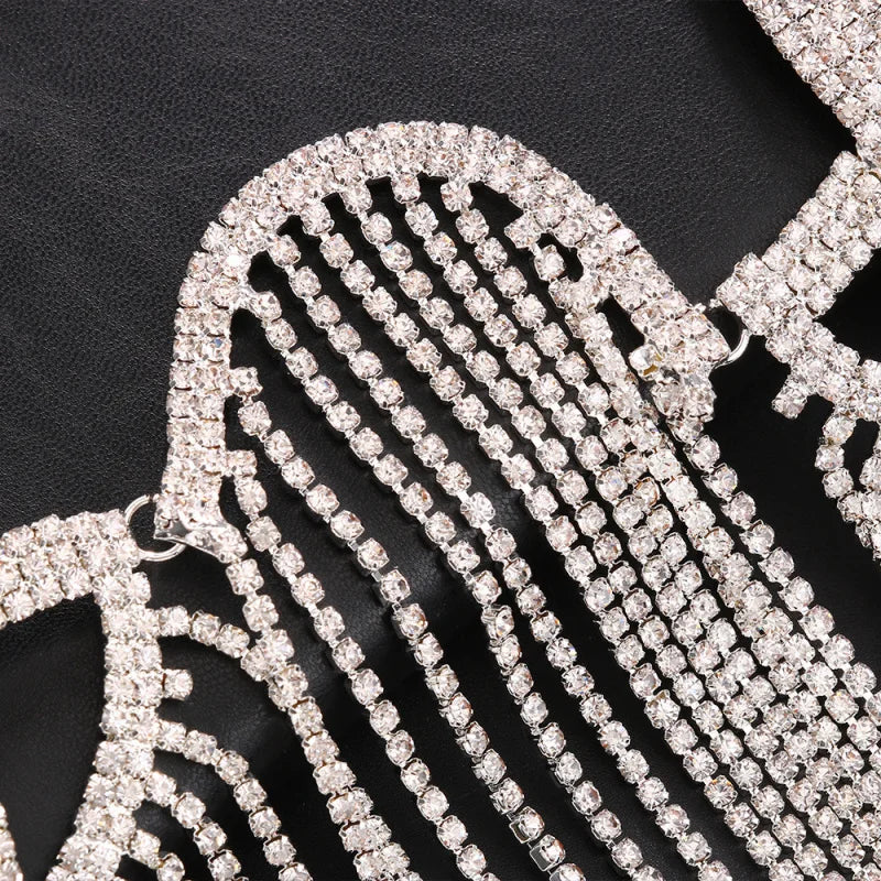 Dazzling Crystal Tassel Chest Chain & Dance Belly Bra Jewelry