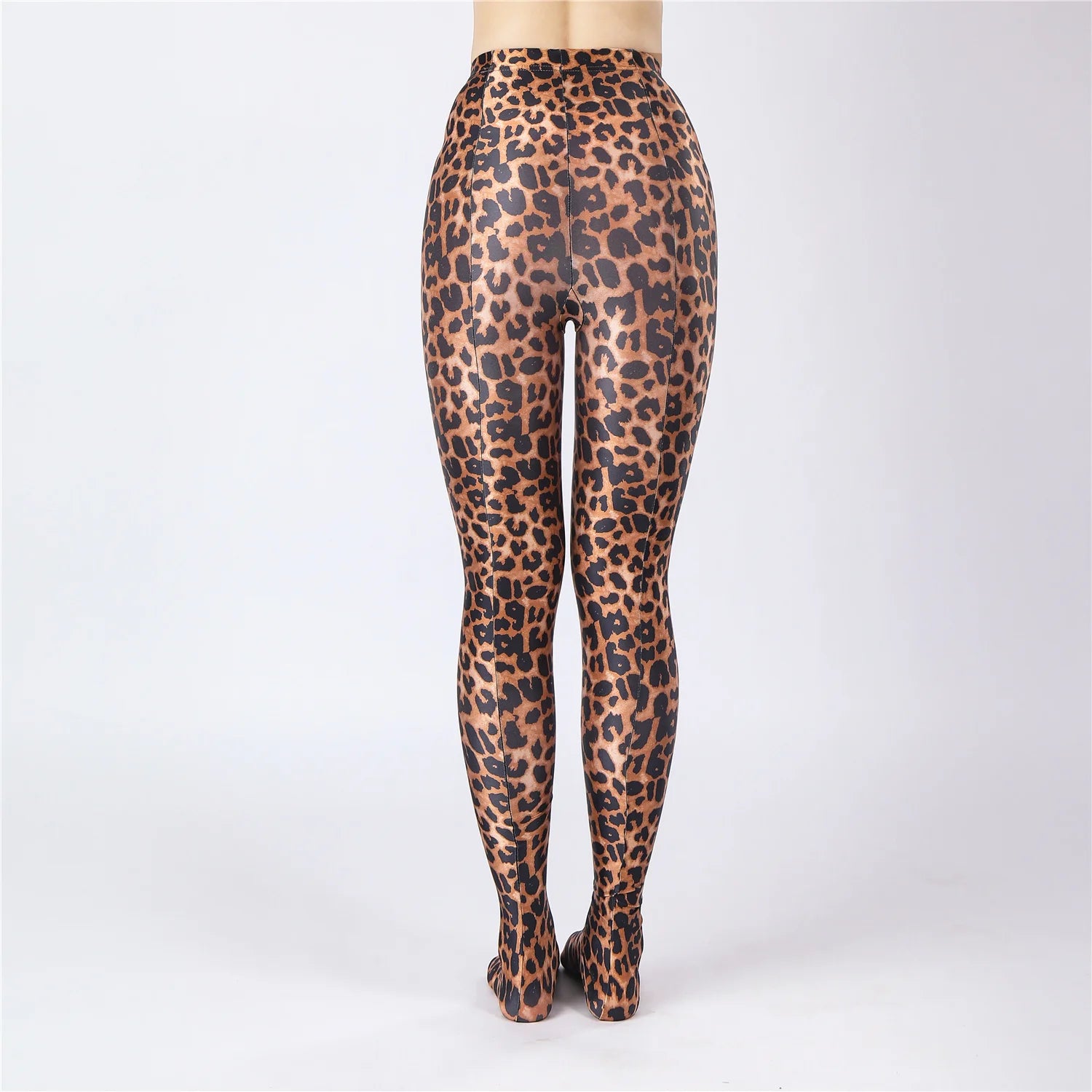 Oil Glossy High-Stretch Satin Pencil Pants & Leopard Print Leggings