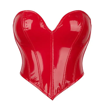 Shiny PVC PU Leather Bustier Corset Crop Top Body Shaper Vest