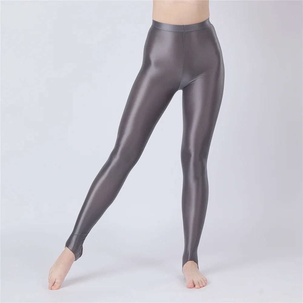 Thin Sheer Oil Glossy High-Stretch Pencil Pants Candy Color Yoga Leggings