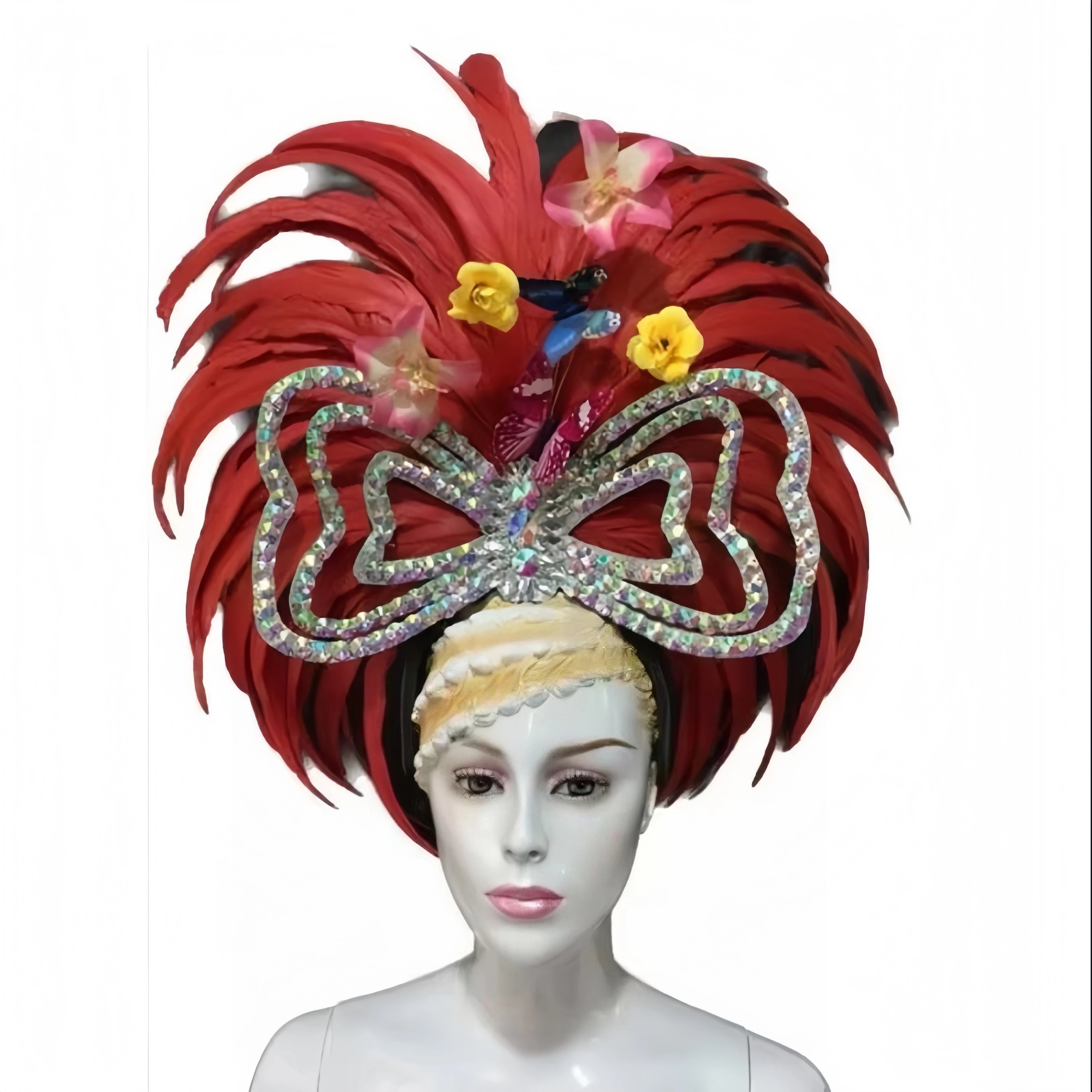 Feather headdress samba costume carnival halloween party bar performance hat makeup dance wings parade