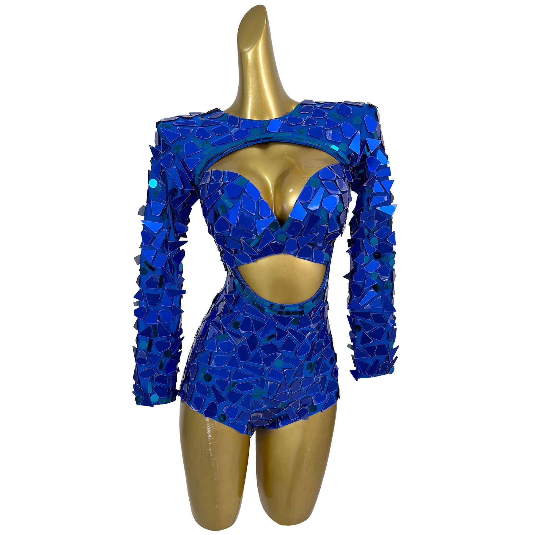 Sparkling Sequin Hollow-Out Bodysuit & Gogo Dance Performance Romper