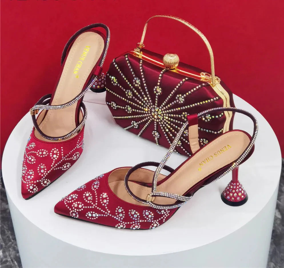 Italian Design Elegant Pumps with Shoes and Bags Matching Set