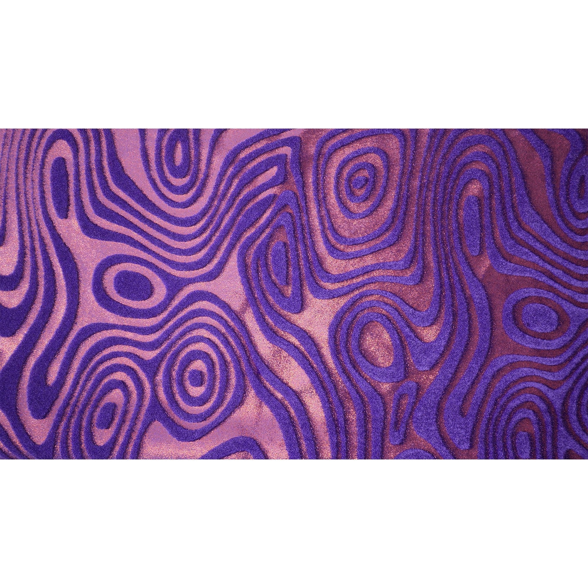 Sonic Swirl Embossed Foiled on Stretch Velvet Fabric | Blue Moon Fabrics
