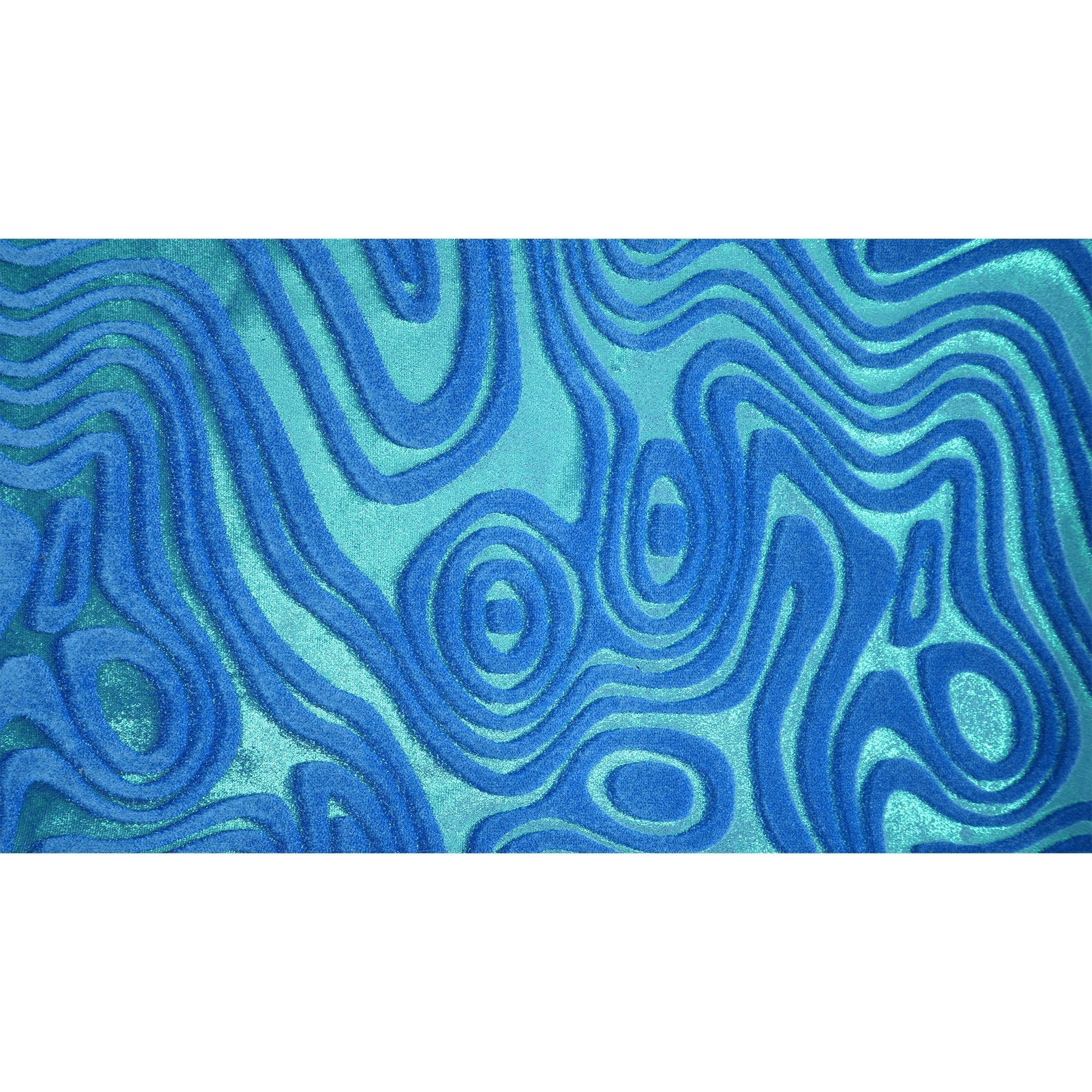 Sonic Swirl Embossed Foiled on Stretch Velvet Fabric | Blue Moon Fabrics