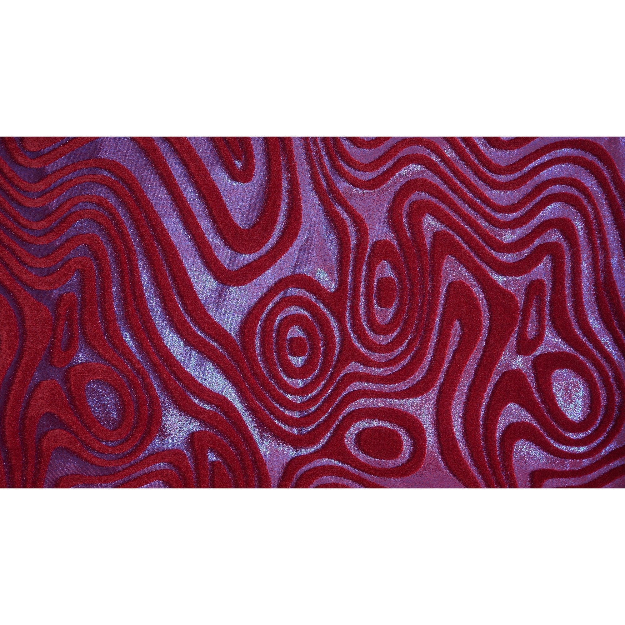 Sonic Swirl Embossed Foiled on Stretch Velvet Fabric | Blue Moon Fabrics