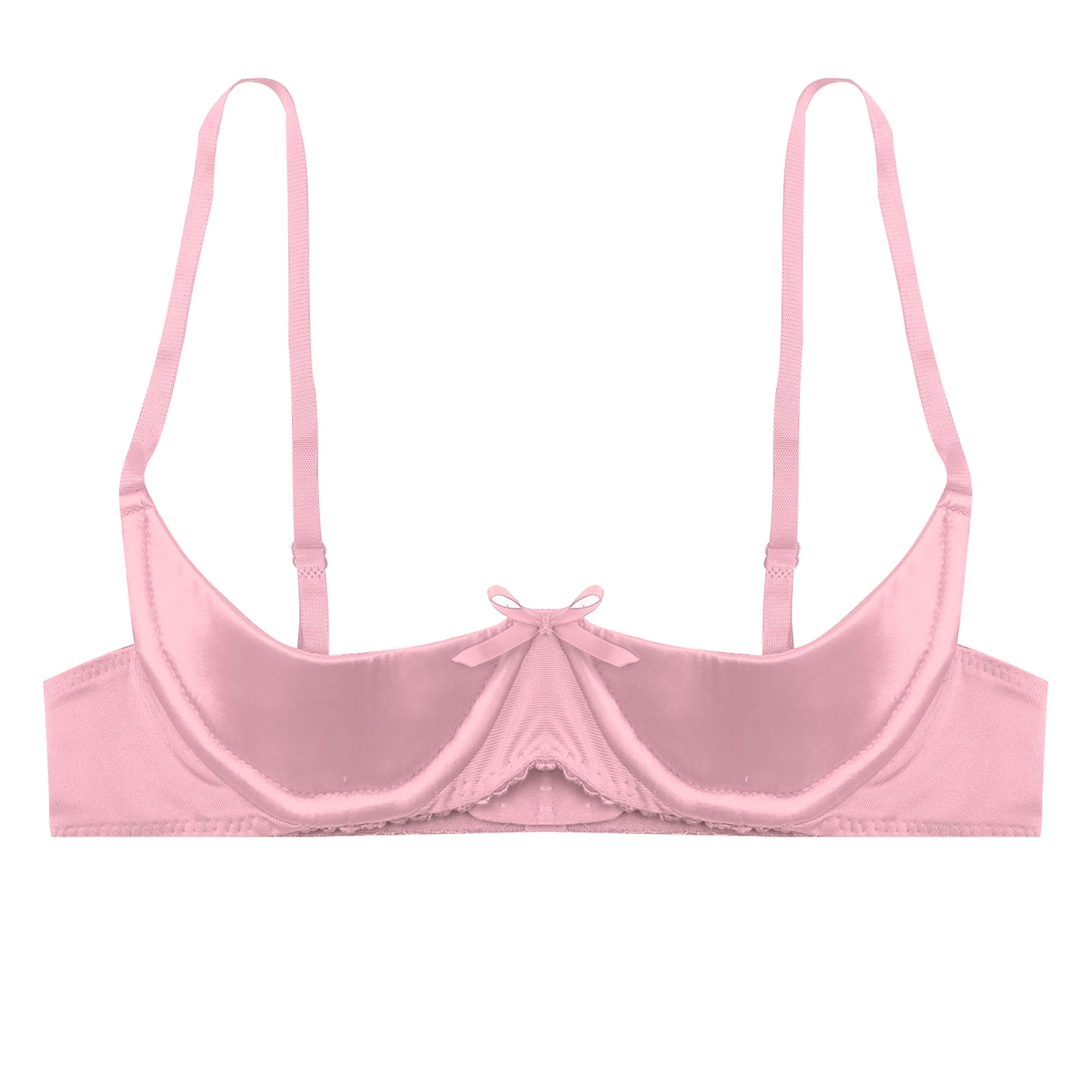 Satin Underwire Half-Cup Push-Up Bra