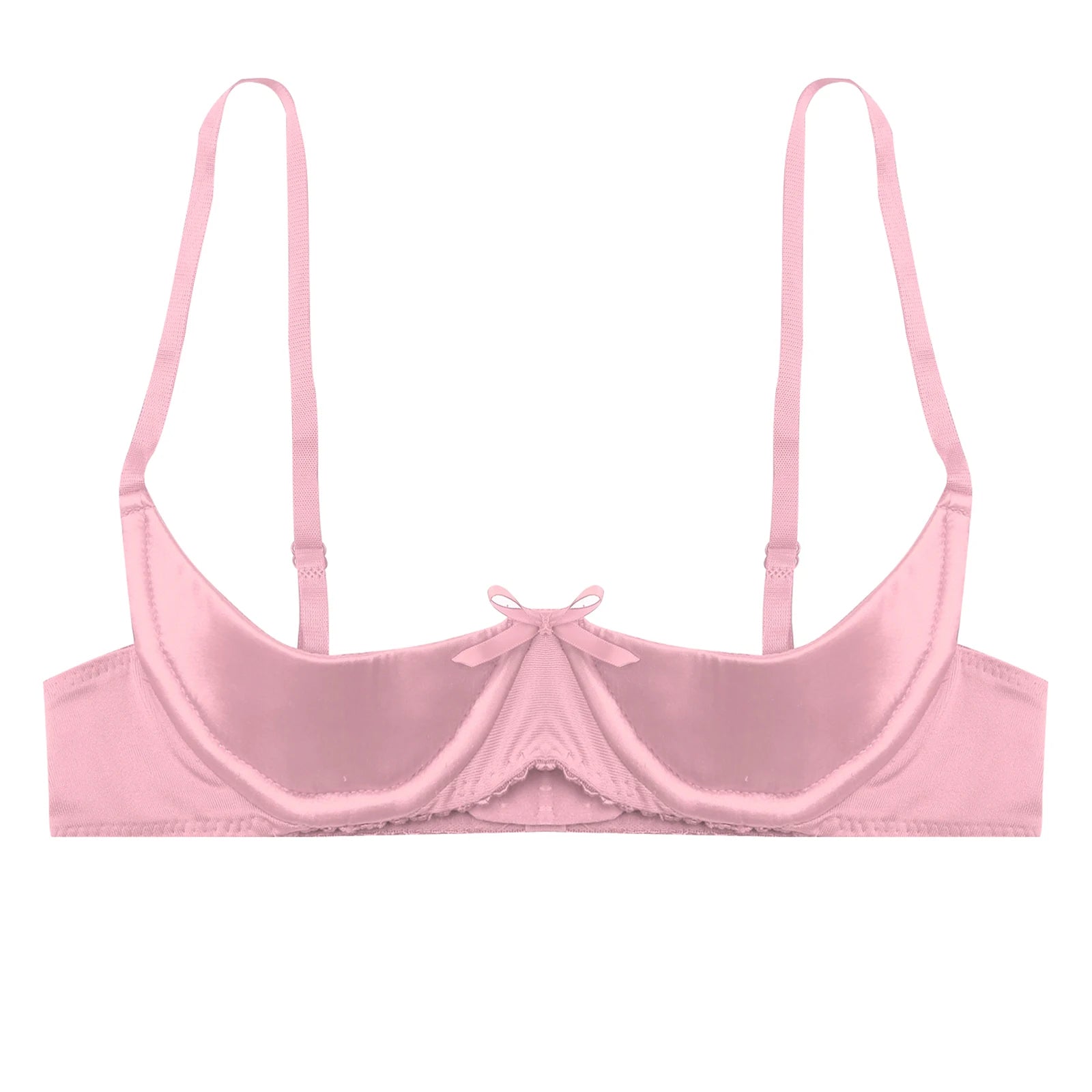 Satin Underwire Half-Cup Push-Up Bra