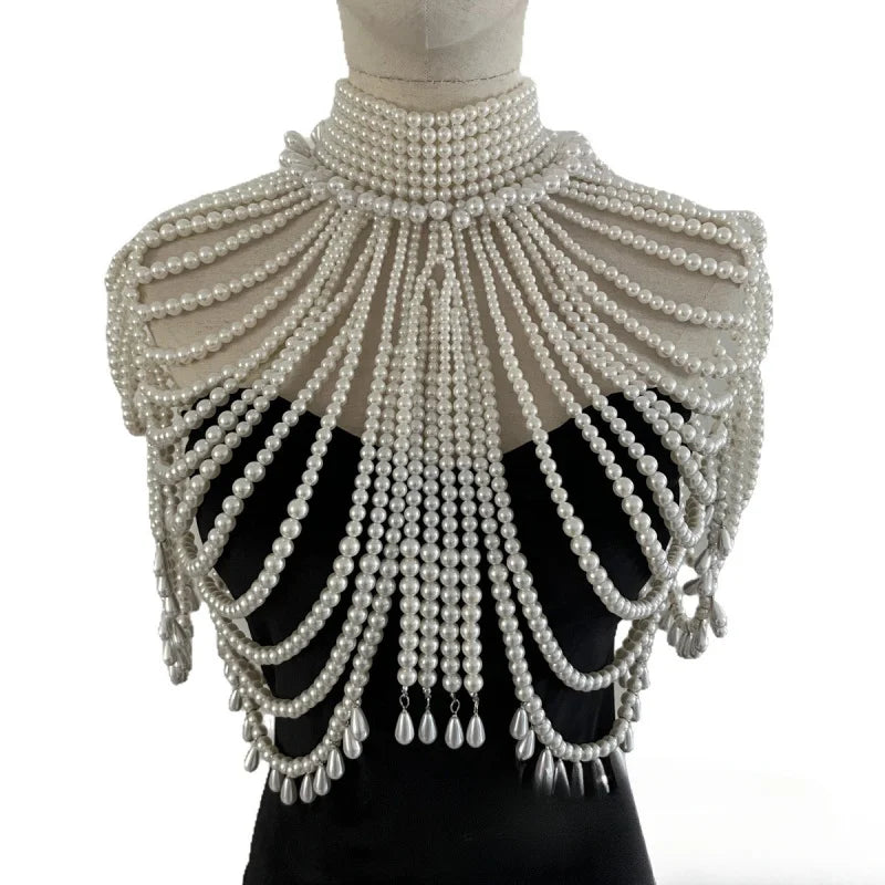 Simulated Pearl Costume Bra Body Chain