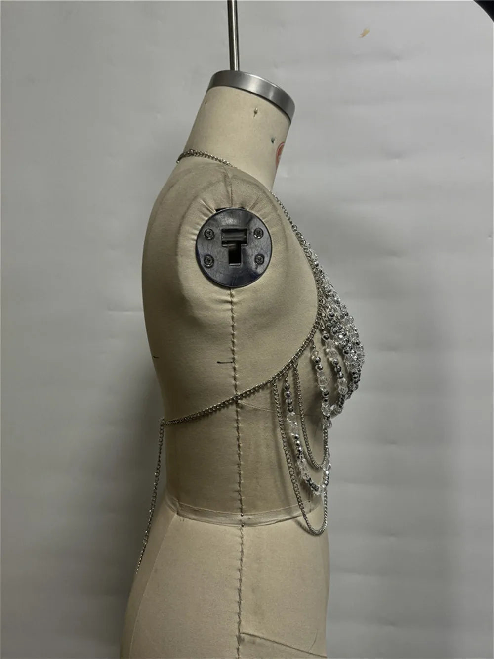 Hand-Beaded Costume Bra Chain Vest