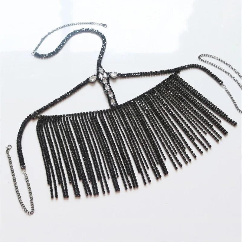 Rhinestone Tassel Costume Face Veil