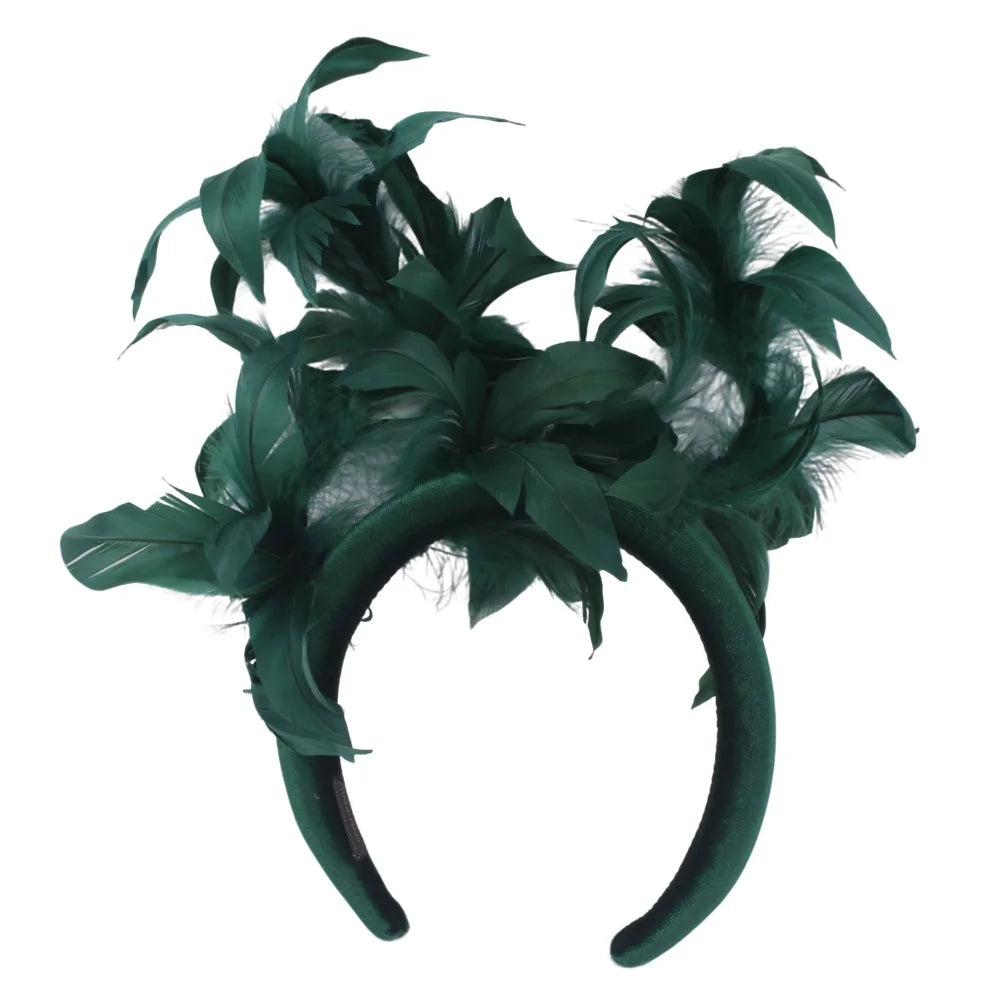 25cm Feather Cocktail Fascinator Headband Kentucky Derby Tea Party Pillbox Hat