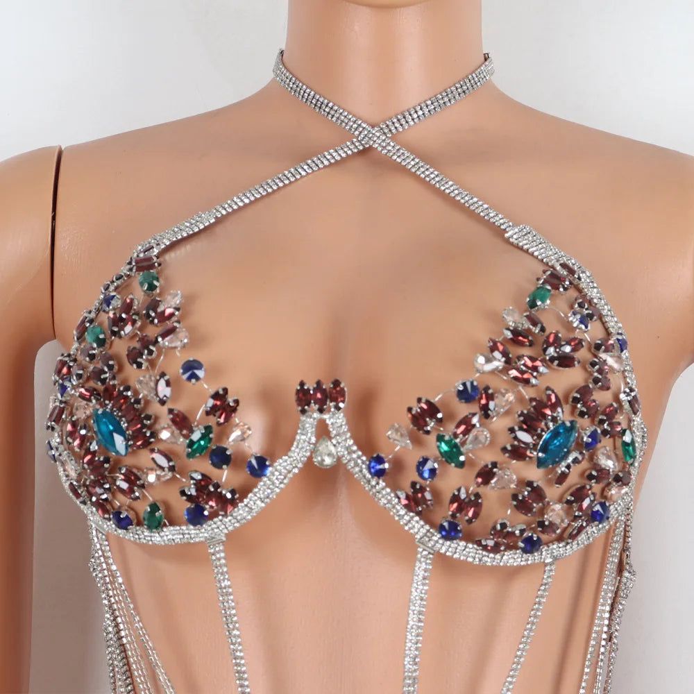 One-Piece Crystal Fringe Chain Dress