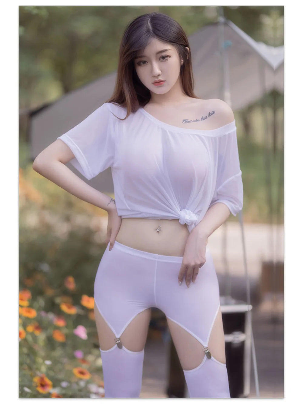 Sexy Hollow Out Buckle Shaper Tight Pencil Pants Elastic Low Waist Pants Streetwear See Through Oil Shiny Leggings With Garter B
