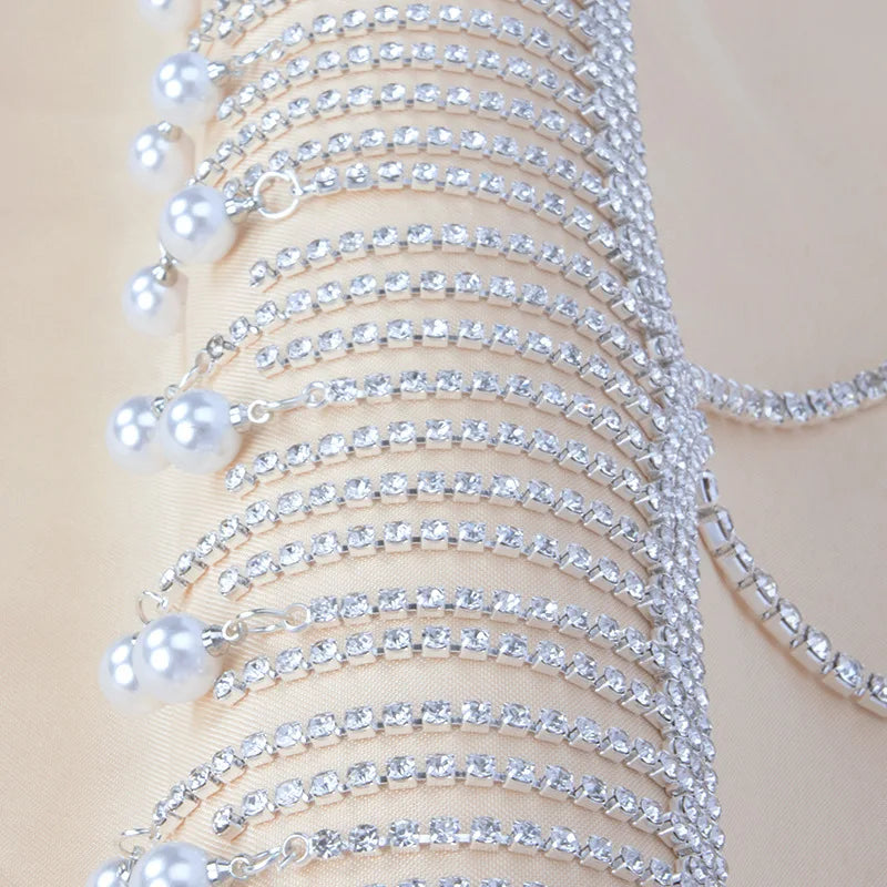 Halter Rhinestone Tassel Bra Body Chain