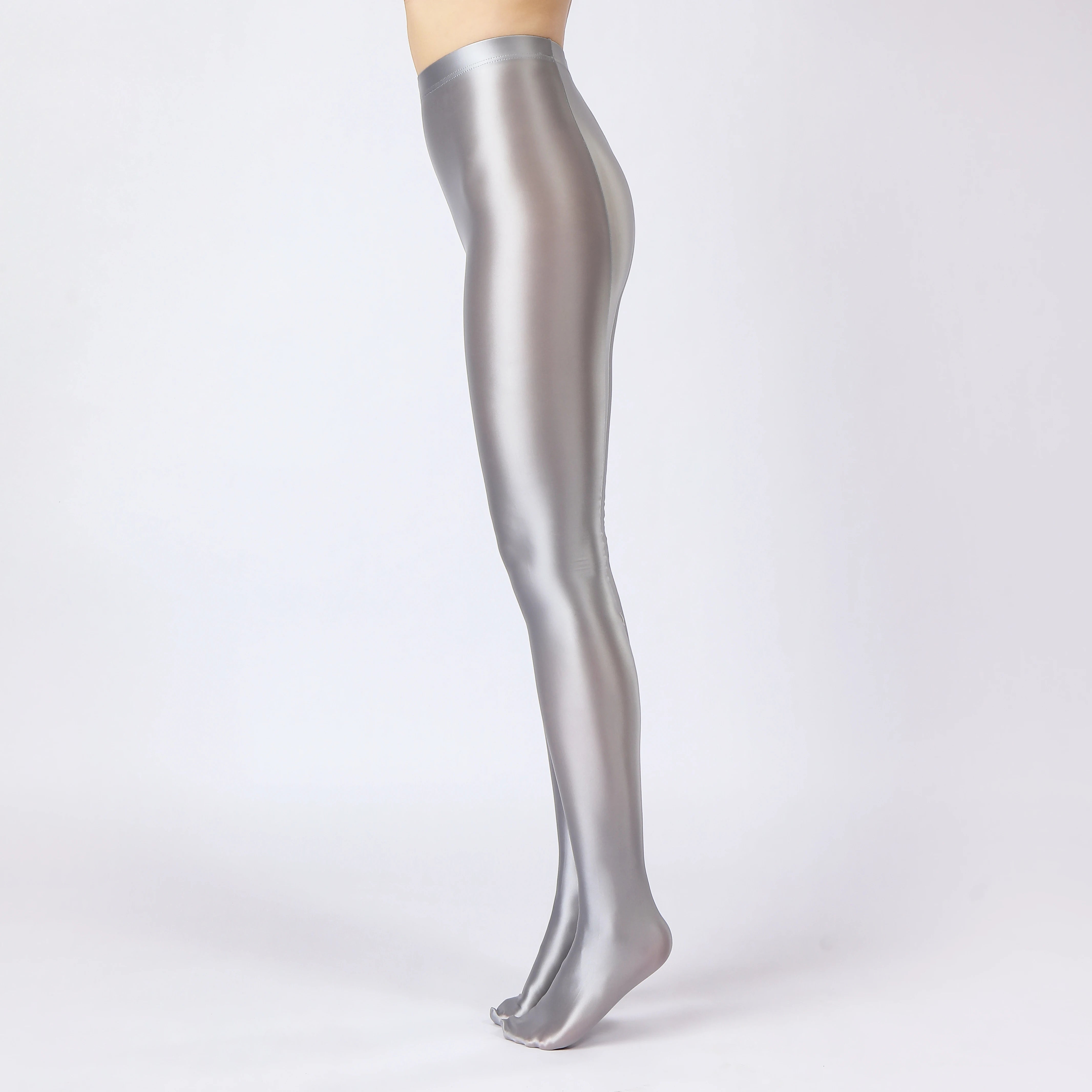 Oil Glossy High-Stretch Satin Pencil Pants & Leopard Print Leggings